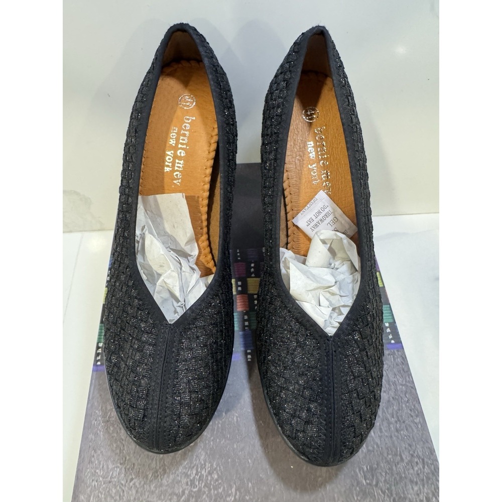 Bernie Mev Womens Legend Dress Pump Black Metallic Weave Size 41 US 10 BM2